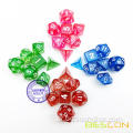 مجموعة متنوعة ملونة بريق متعدد السطوح 7pcs مجموعة ، Glitter RPG Set D4 D6 D8 D10 D12 D20 D ٪